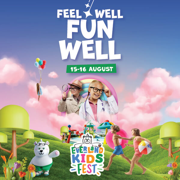 Everland Kids Fest 2025 event poster – fun summer festival for children with games, costumes, and activities on August 15-16