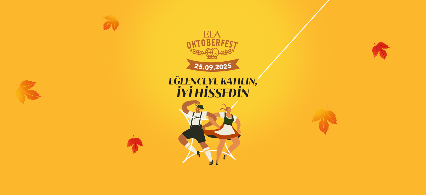 Ela Octoberfest 2025 etkinlik afişi – 25 Ekim’de Bavyera dansçıları, müzik, pretzel ve bira ile geleneksel sonbahar festivali